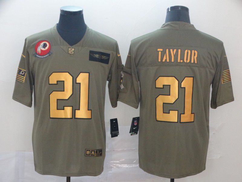 Men Washington Redskins #21 Taylor Gold Nike Olive Salute To Service Limited NFL Jersey->los angeles rams->NFL Jersey